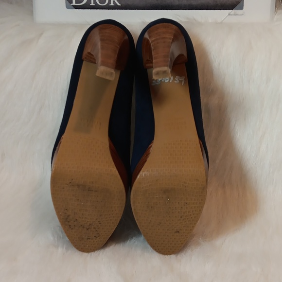 Stuart Weitzman Blue Suede Wooden Heels Size 8.5 M - Picture 6 of 8